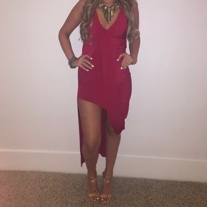 Red Nasty Gal Side Slit Dress